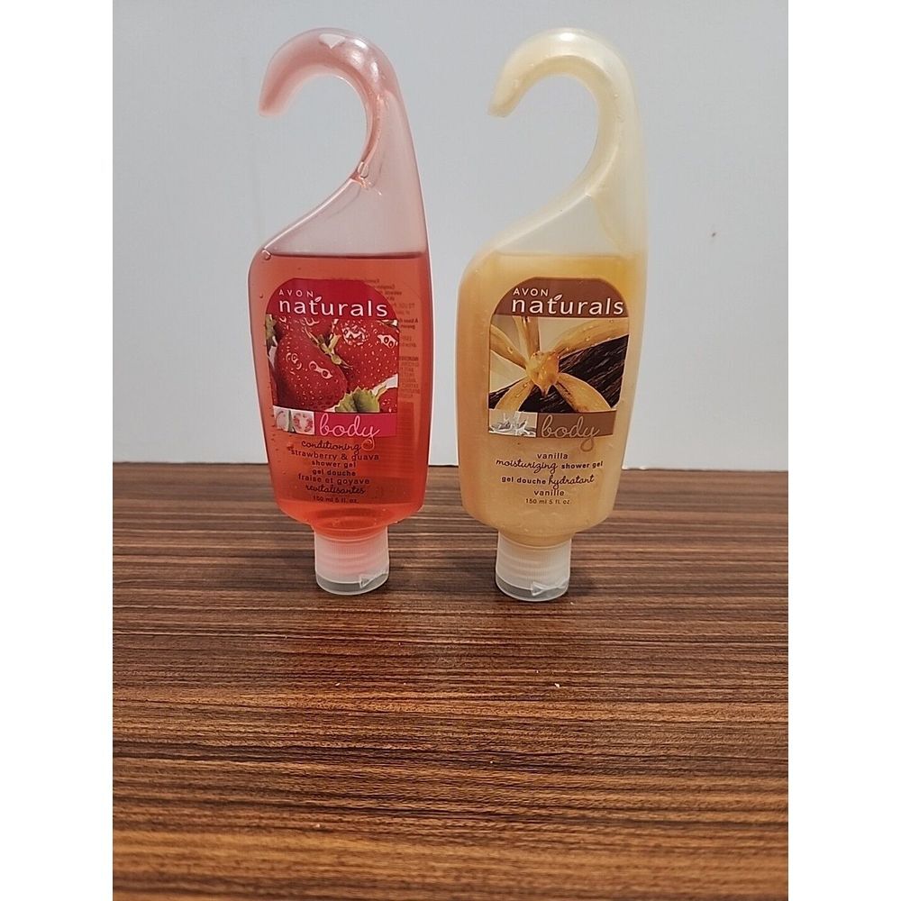 2 Avon Naturals Body Moisturizing Shower Gel VANILLA Strawberry Guava HTF